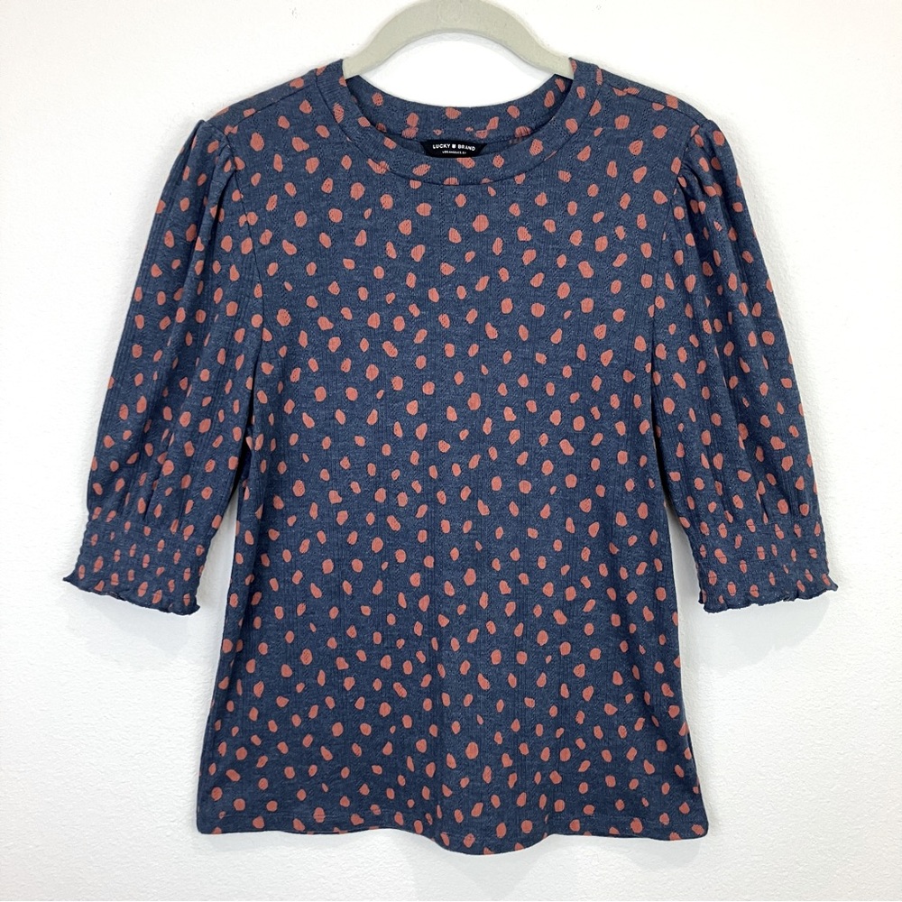 Lucky Brand Puff Sleeve Cotton Knit Top